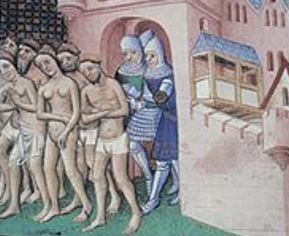 Cathars being led to their death for their beliefs
